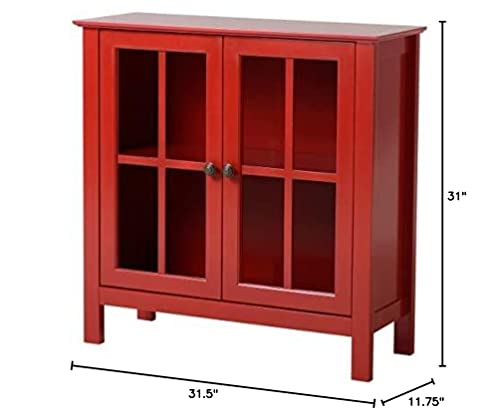 American Furniture Classics OS Home and Office Accent and Display Cabine Glass Door Cabinet, Red Paint | The Storepaperoomates Retail Market - Fast Affordable Shopping