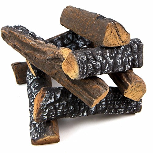 Barton 10Pc Ceramic Log Set Indoor Outdoor Gas Vented Fireplace Realistic Fire Logs