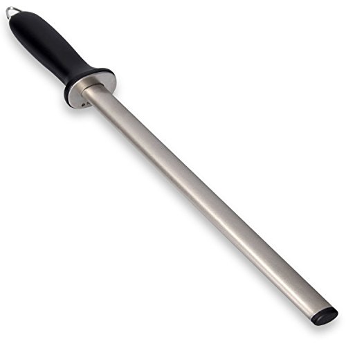 ARCCI Diamond Knife Sharpening Steel Rod 10 Inch, Professional Kitchen Diamond Knife Blade Sharpener Rod Stick, Knife Honer Steel for Honing Knife Blades, Chef Knives and Shears