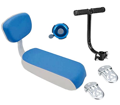 ZHOUWHJJ Bicycle Rear Seat Cushion Armrest Footrest Set, Kid Child Carrier Bicycle Baby Seat, Including Cushion and Backrest, Armrest Handrail, Footrests, Bell, Blue