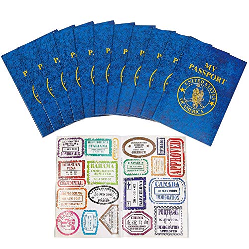 Kicko Passport Sticker Book for Boys and Girls – 12 Pack Pad of Famous Places Motivational Treats, Party Favors, Game Prizes, Wall Decals, Scrapbooks, Collections, School Supplies, Arts and Crafts