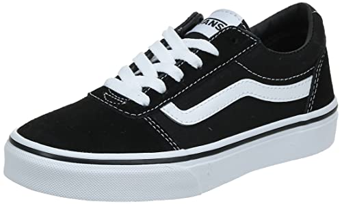 Vans Men’s Ward Sneaker, Black Suede Canvas Black White C24, 10.5