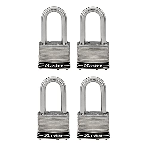 Master Lock 1SSQLF Stainless Steel Outdoor Padlock with Key, 4 Pack Keyed-Alike