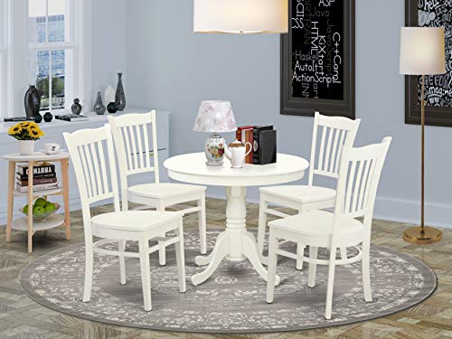East West Furniture ANGR5-LWH-W Dining Set, 5 Pieces