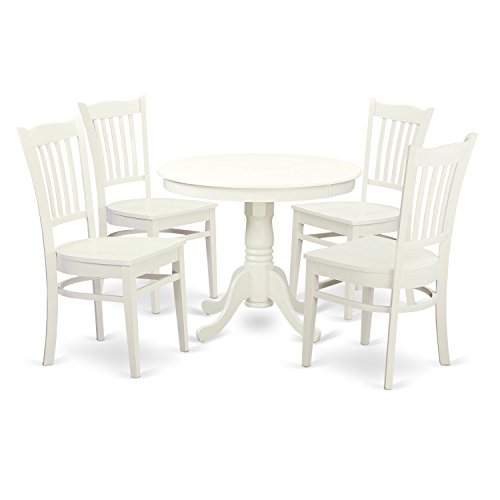 East West Furniture ANGR5-LWH-W Dining Set, 5 Pieces | The Storepaperoomates Retail Market - Fast Affordable Shopping