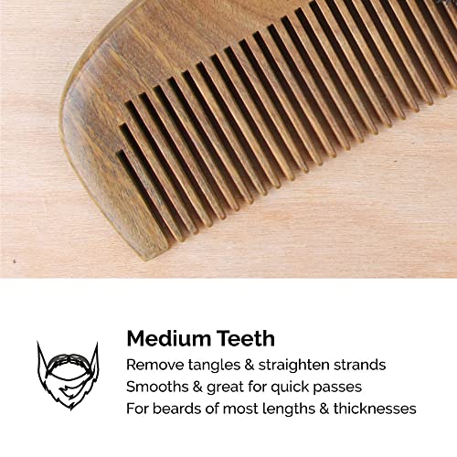 ZEUS Sandalwood Beard Comb with Genuine Leather Sheath, Anti-Static Wooden Comb for Long Beards – S31 | The Storepaperoomates Retail Market - Fast Affordable Shopping