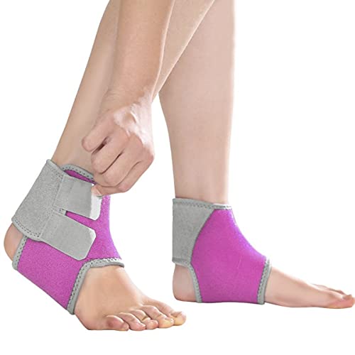 A Pair Kids Child Adjustable Nonslip Ankle Tendon Compression Brace Sports Dance Foot Support Stabilizer Wraps Protector Guard for Injury Prevention & Protection for Sprains, Sore or Weak Ankles (Small (Pack of 2), Hot Pink)