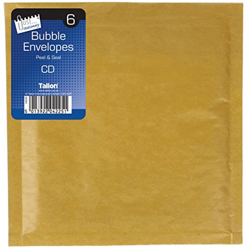 Just-Stationery 140 x 170 mm CD Bubble Envelope (Pack of 6)