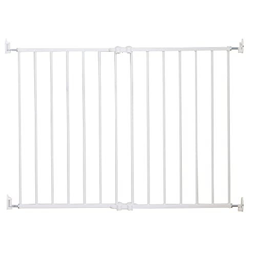 Qdos Safety Extending SafeGate Baby Gate Meets Tougher European Standards Angle Mount Capable Templates for Easy Installation Safe for Top of Stairs Fits openings 26″ 41″ Hardware Mount, White