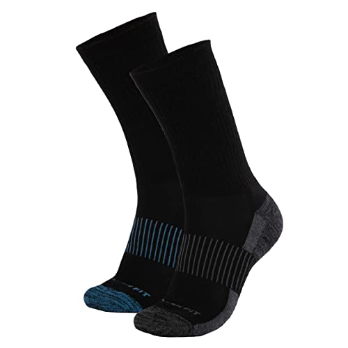 Copper Fit unisex adult Crew Sport – 2 Pack Running Socks, Black, Large-X-Large US