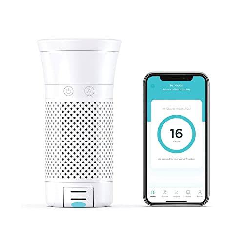 Wynd Plus Smart Personal Air Purifier with Air Quality Sensor – App Integrated, Night Mode Air Cleaner – Monitors Air Quality – Ideal for Home, Desk, Car, Travel – Matte White