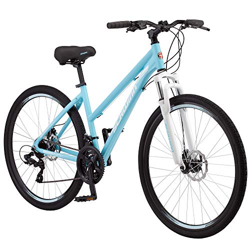 Schwinn GTX 2.0 Comfort Adult Hybrid Bike, Dual Sport Bicycle, 17-Inch Aluminum Frame, 21-Speed Trigger Shifters, Light Blue