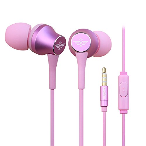 Earbuds in Ear Headphones – with Mic/Controller for iPhone Samsung ipad iPod(Pink)