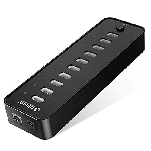 ORICO Powered USB Hub 10-Port Data Hub with 30W Power Adapter for PC, XPS, Surface Pro, MacBook, Mac Pro/Mini, iMac, USB Flash Drives, Hard Drive and More