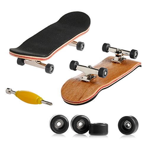 Kocome Wooden Deck Fingerboard Skateboard Sport Games Kids Gift Maple Wood New (Black)