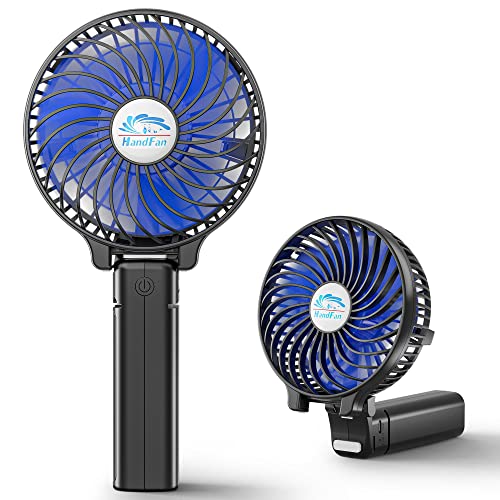 HandFan Portable Handheld Fan, Mini Personal Fan, Battery Operated Cooling Rechargeable Fan, 180° Foldable Small Hand Fan, USB Powered, for Home, Office, Outdoor, Hiking, Travel, Stroller