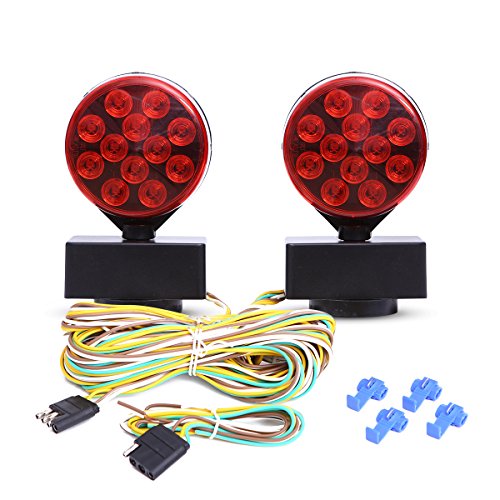 CZC AUTO 12V LED Magnetic Towing Light Kit for Boat Trailer RV Truck – Magnetic Strength 55 Pounds
