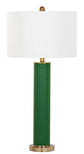 SAFAVIEH Lighting Collection Ollie Modern Contemporary Dark Green Faux Woven Leather 32-inch Bedroom Living Room Home Office Desk Nightstand Table Lamp Set of 2 (LED Bulbs Included) | The Storepaperoomates Retail Market - Fast Affordable Shopping