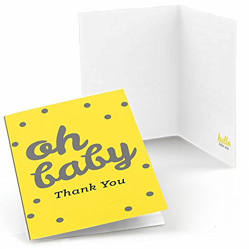 Big Dot of Happiness Hello Little One – Yellow and Gray – Neutral Baby Shower Thank You Cards (8 count)