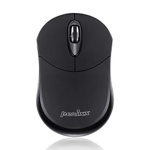 Perixx PERIMICE-802B Wireless Bluetooth Mouse – Portable Design for Windows, iOS, and Android Tablet – Black Rubber Black