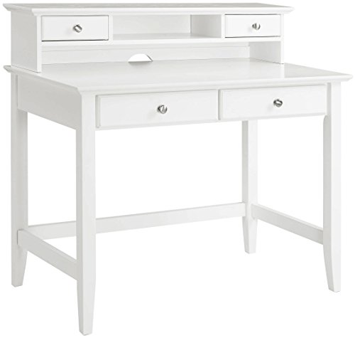Crosley Furniture Campbell Writing Desk with Hutch – White
