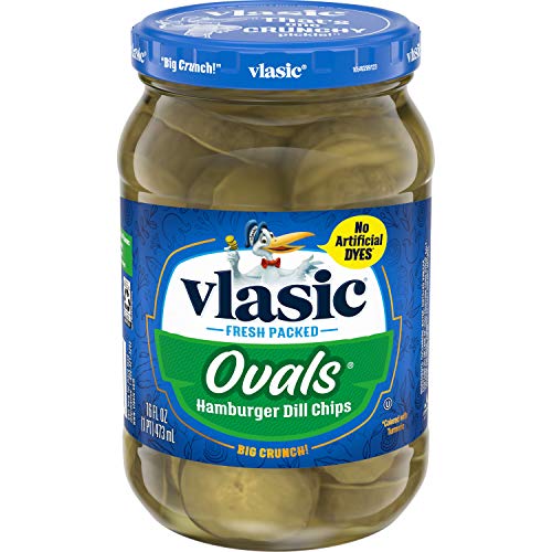 Vlasic Ovals Hamburger Dill Pickle Chips, Keto Friendly, 12 – 16 Ounce Jars (Pack of 12)