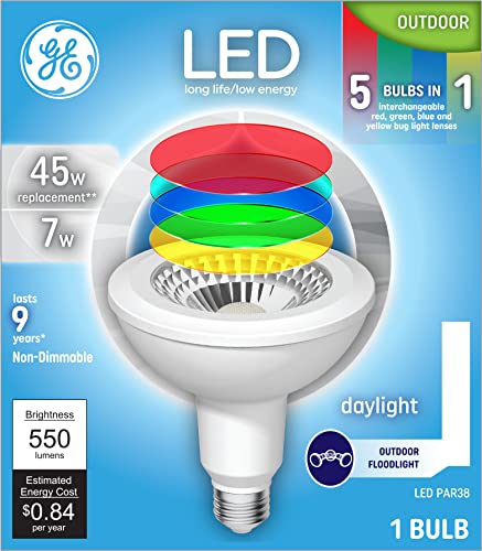 GE Lighting LED Outdoor Floodlight Bulb, Color Changing Light, 7 Watt (45 Watt Equivalent) Daylight, Medium Base, Non-Dimmable (1 Pack)