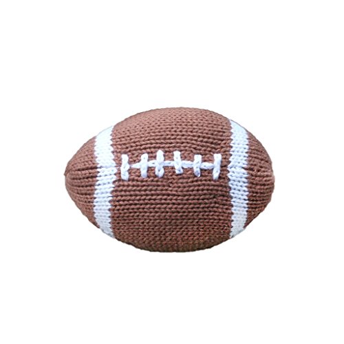 Zubels Baby Hand-Knit Phil The Football Plush Toy Rattle, All-Natural Fibers, Eco-Friendly, 100% Cotton