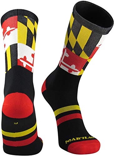 TCK Maryland Flag Crew Socks (Black, Medium)