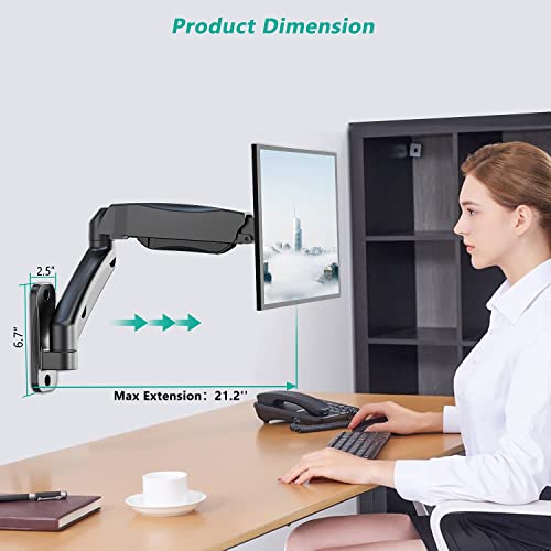WALI Single Monitor Wall Mount, Gas Spring VESA Monitor Arm for 1 Screen up to 32 inch, 19.8 lbs. Fully Adjustable Arm Max Extension 21.2 inch (GSWM001), Black | The Storepaperoomates Retail Market - Fast Affordable Shopping