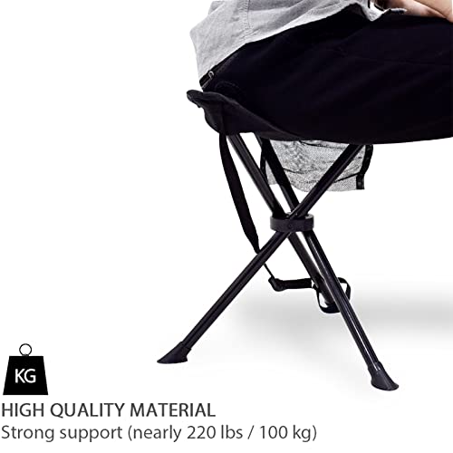 GEERTOP Folding Stool Tripod Slacker Chair Lightweight Camping Stools with Mesh Pocket for Backpacking Hiking Fishing Black | The Storepaperoomates Retail Market - Fast Affordable Shopping
