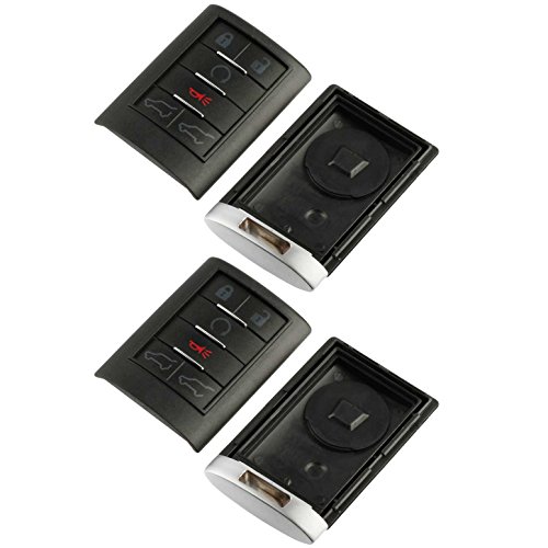 Key Fob Keyless Entry Smart Remote Shell Case & Pad fits Cadillac 2007-2014 Escalade, Set of 2