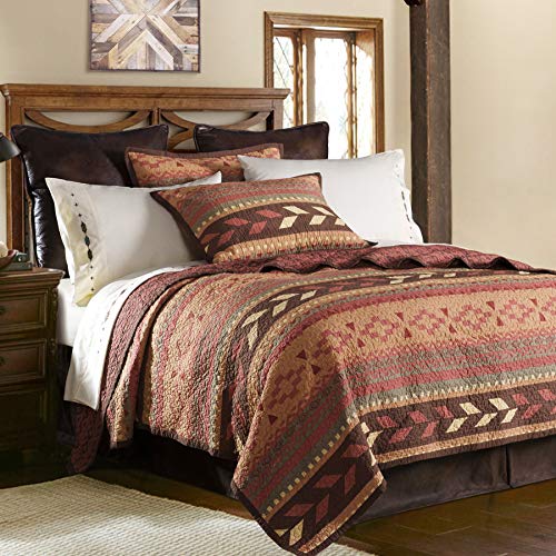 Paseo Road by HiEnd Accents | Broken Arrow 3 Piece Quilt Set with Pillow Shams, Super Queen Size, Cotton Reversible Bed Set, Aztec Southwestern Farmhouse Style Bedding Set, 1 Quilt and 2 Pillowcases