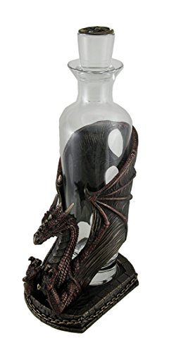 Dragon’s Firewater Decorative Glass Spirit Decanter In Medieval Dragon Basket