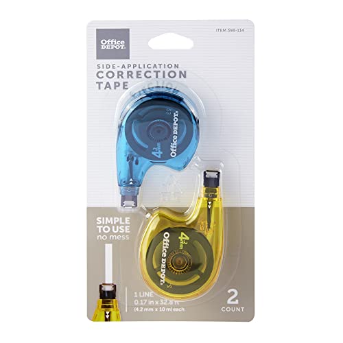 Office Depot® Brand Correction Tape With Mini-Roller Head, 394″, White, Pack Of 2