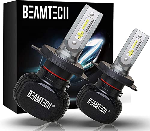 BEAMTECH H4 LED Headlight Bulb, S1 Series 10000LM 50W CSP Chips Conversion Kit Fanless Cool White All in One Plug N Play Halogen Replacement Pack of 2
