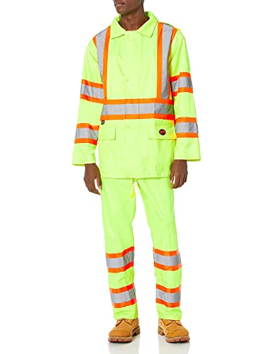 Pioneer High Visibility, Lightweight, Waterproof Safety Rain Suit, Reflective Tape, Polyester PVC, Yellow/Green, Unisex, XL, V1080160U-XL
