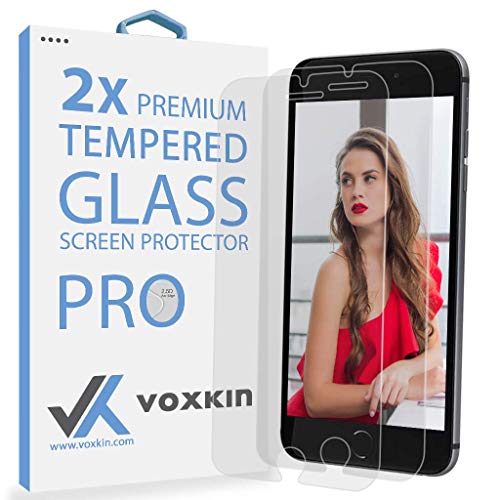 Voxkin [2 Pack – 4.7″ Screen] iPhone 6, 6s, 7 and 8 Tempered Glass Screen Protector Shield – 0.33mm Thick Guard & Protect from Crash – Anti Scratch Bubble Free Ultra Resistant & Shatter Proof