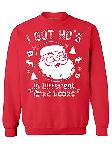 Awkwardstyles I Got Hos in Different Area Codes Sweater Ugly Christmas Crewneck 2XL Red
