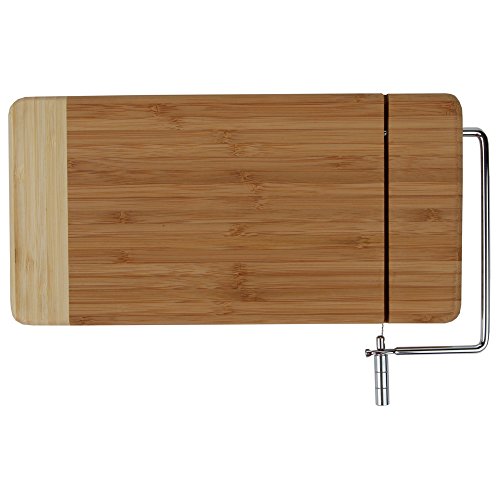 Home-X – Bamboo Cheese Cutting Board with Stainless Steel Wire Cheese Slicer, The Ultimate Two-In-One Kitchenware Appliance with Little to No Mess