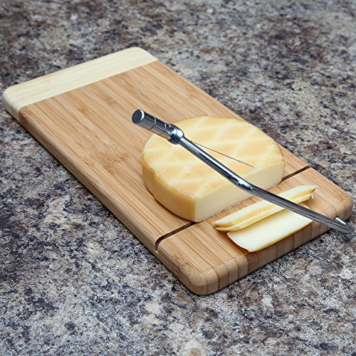 Home-X – Bamboo Cheese Cutting Board with Stainless Steel Wire Cheese Slicer, The Ultimate Two-In-One Kitchenware Appliance with Little to No Mess | The Storepaperoomates Retail Market - Fast Affordable Shopping