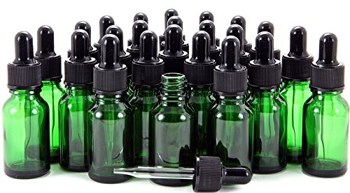Vivaplex, 24, Green, 15 ml (1/2 oz) Glass Bottles, with Glass Eye Droppers