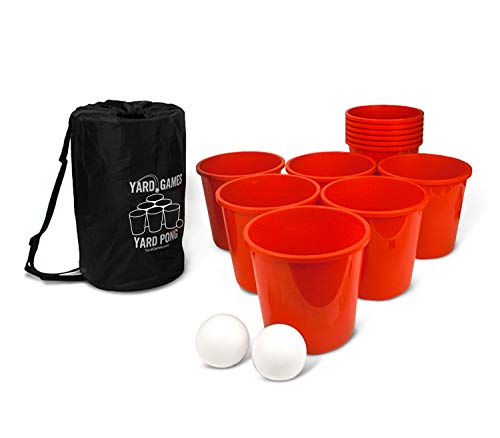 Yard Games Giant Yard Pong with Durable Buckets and Balls Including High Strength Carrying Case