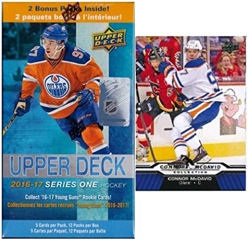 2016/17 Upper Deck Series 1 NHL Hockey EXCLUSIVE Factory Sealed Blaster Box with 12 Packs PLUS Bonus Connor McDavid Rookie! Box Includes TWO(2) Young Guns Rookies!  Look for Austin Mathews RC! Wowzzer