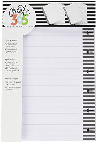me & my BIG ideas Note Filler Paper – The Happy Planner Scrapbooking Supplies – 40 Sheets of Pre-Punched Paper – 20 Sheets of Graph Paper, 20 Sheets of Note Paper – Make Lists, Doodle – Mini Size
