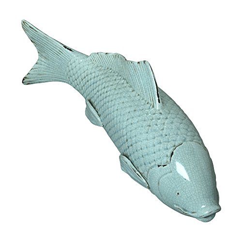Emissary Home & Garden Distressed Turquoise KOI Large, 9″ H