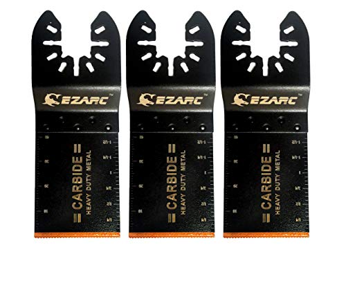 EZARC Oscillating Saw Blades, Carbide Multitool Blades Heary Duty for Hard Material, Metal, Nails. Bolts. Screws, 3-Pack