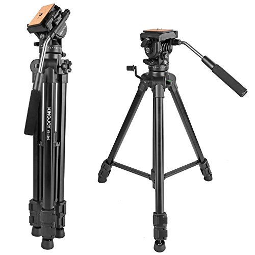 Video Tripod with Fluid Head, Kamisafe VT-1500 Heavy Duty Tripod Camera Stand Fluid Head Tripod for Video Camera DSLR Camcorder Nikon Canon Sony with Carry Bag, Extends to 65″, Max Load 22 lbs
