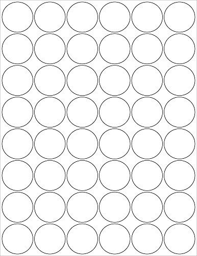 (12 Sheets) 576 1-1/4″ INCH Round White Stickers for Inkjet & Laser Printers – 8-1/2″X11″ Standard Sheets Labels
