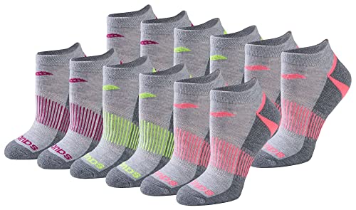 Saucony Women’s Selective Cushion Performance No Show Athletic Sport Socks (6, Grey Assorted (12 Pairs), Shoe Size: 5-10